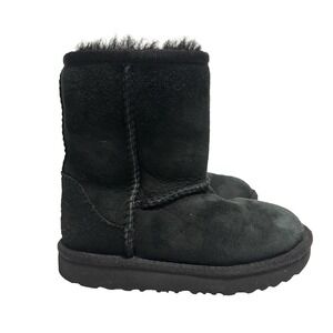UGG Toddler Classic Short Boots Black Sheepskin Girls Boys Size 9
